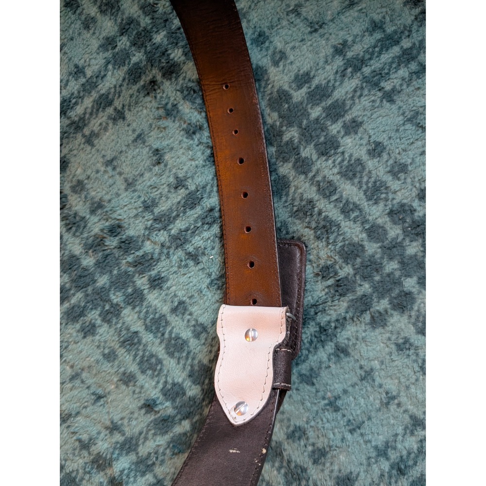 HG Cinturones Mens Brown Leather Western Belt Floral Cutout Red White Mexico 40 - Picture 8 of 10